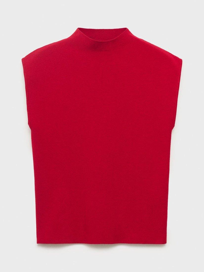 Product image 3 of 8, which shows Mango Hemin Sleeveless Knit Top, Red, L