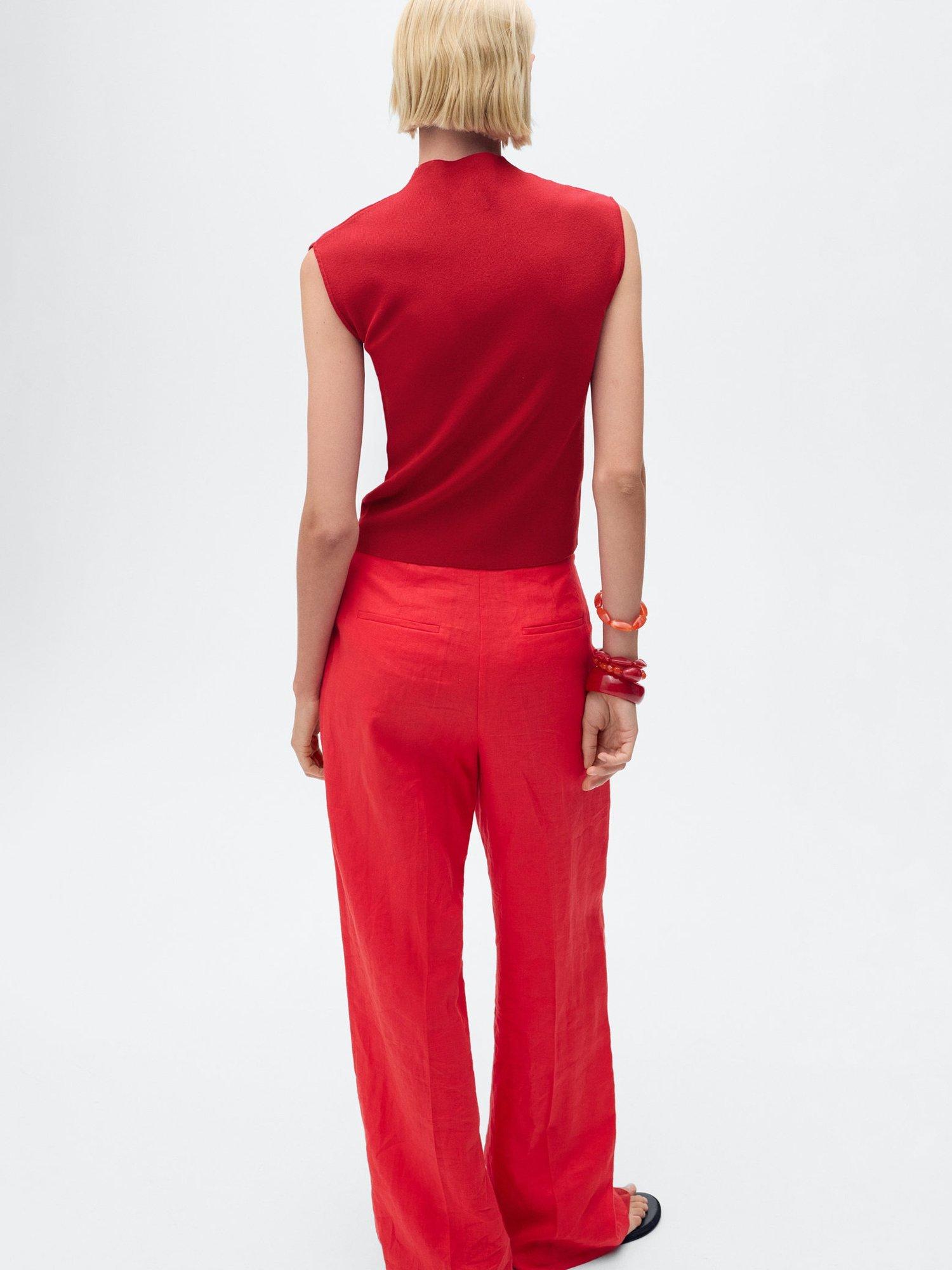 Product image 4 of 8, which shows Mango Hemin Sleeveless Knit Top, Red, L