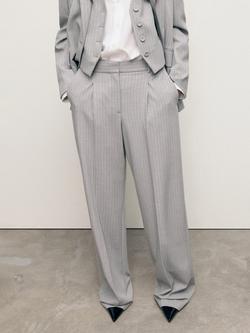 Mango Bowery Stripe Trousers, Grey, Grey