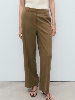 Mango Carlos Mid Rise Straight Trousers, Khaki