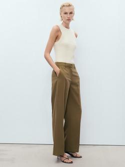Mango Carlos Mid Rise Straight Trousers - view 2, Khaki