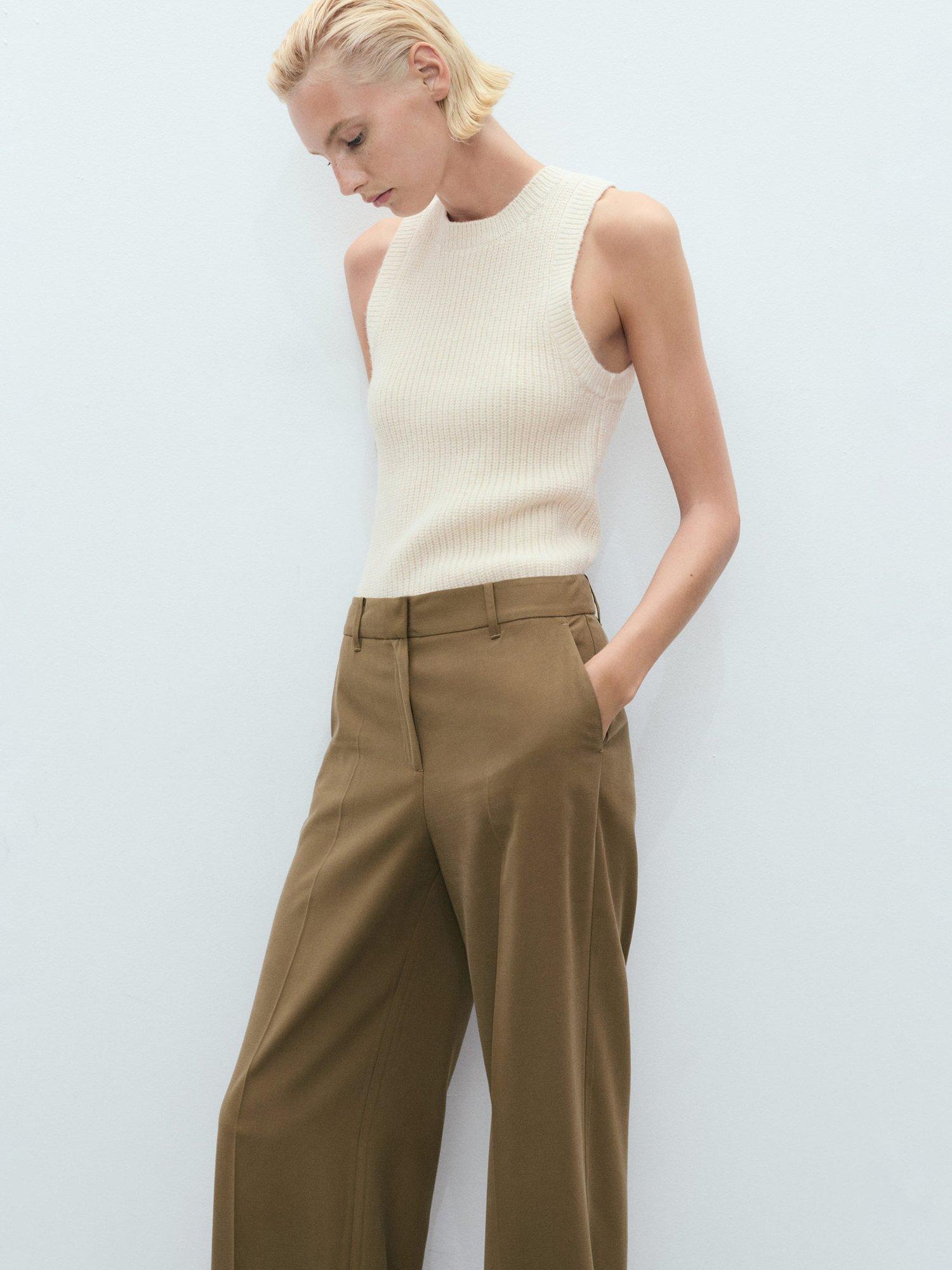 Product image 6 of 8, which shows Mango Carlos Mid Rise Straight Trousers, Khaki, 6
