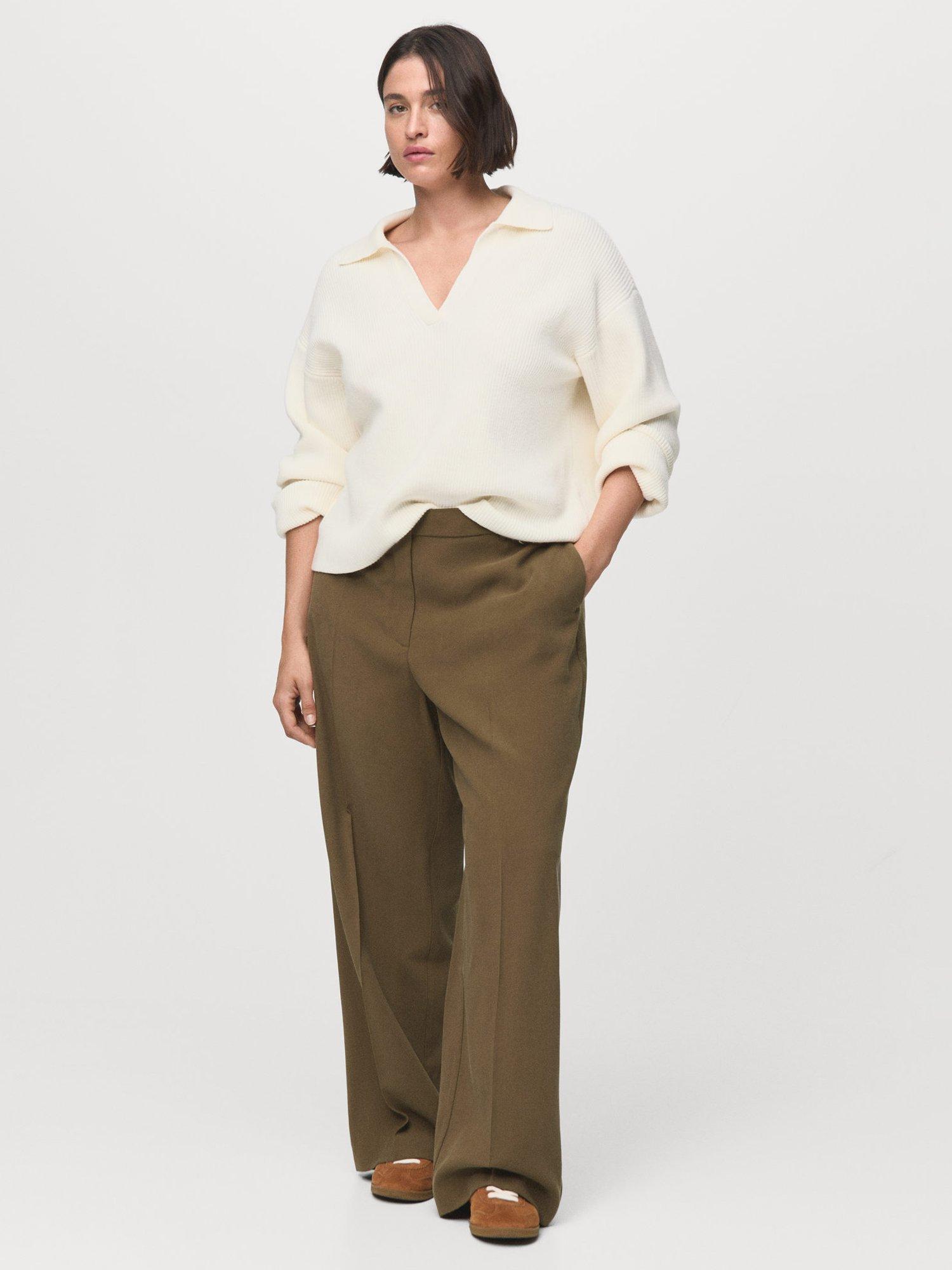 Product image 7 of 8, which shows Mango Carlos Mid Rise Straight Trousers, Khaki, 6