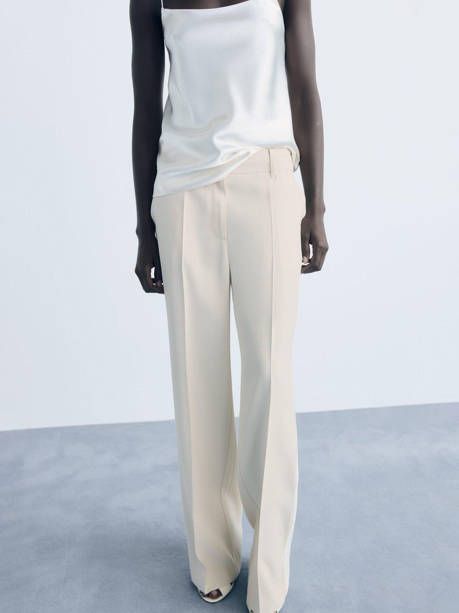 Product image 1 of 8, which shows Mango Carlos Straight Tailored Trousers, Light Beige, 18