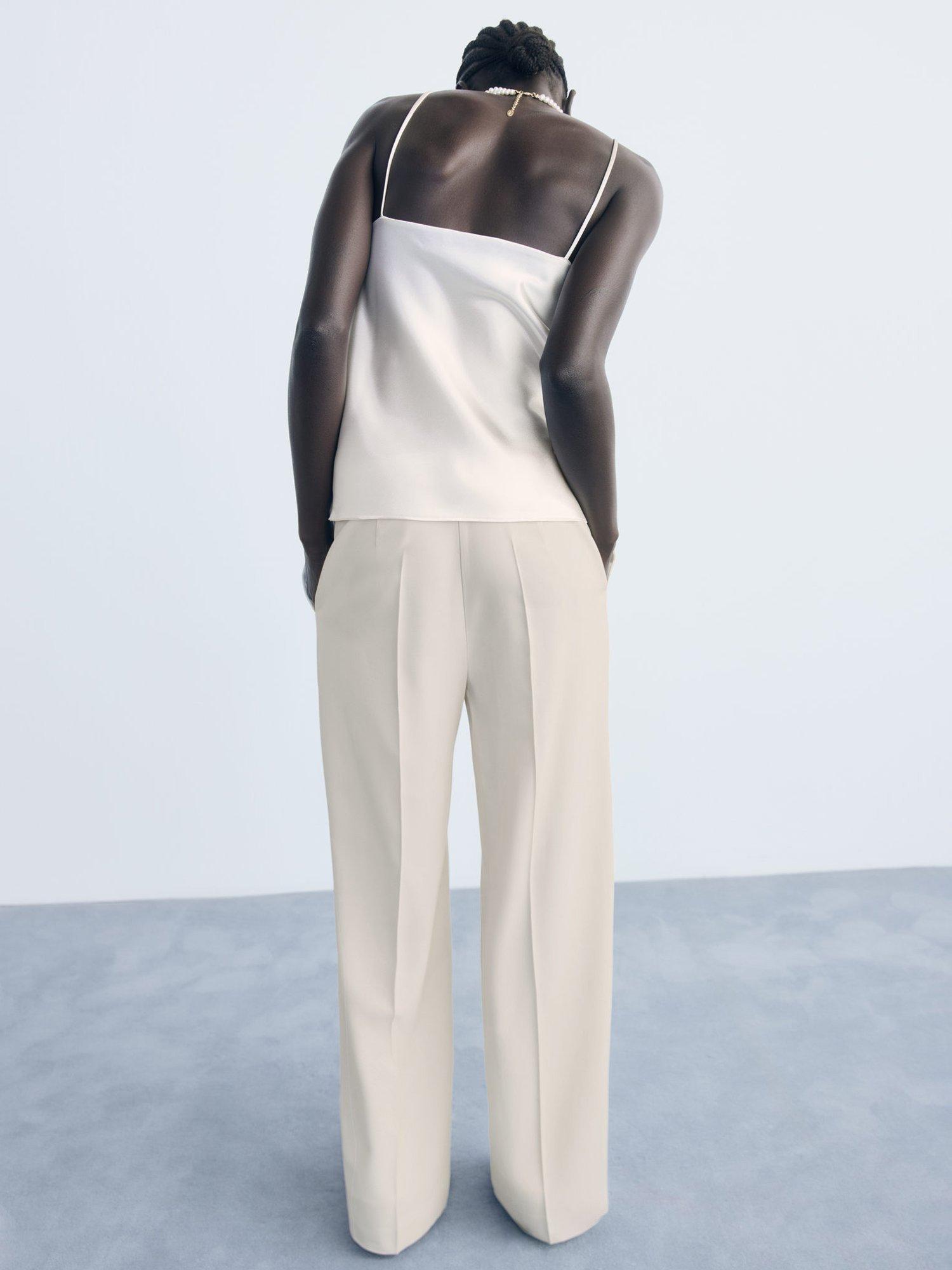 Product image 4 of 8, which shows Mango Carlos Straight Tailored Trousers, Light Beige, 18