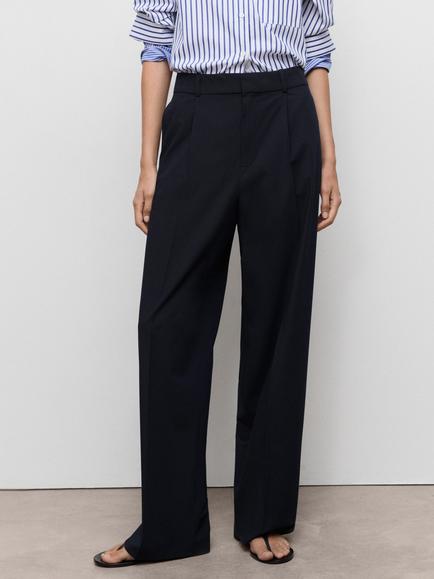 Mango Clare Tailored Trousers, Navy