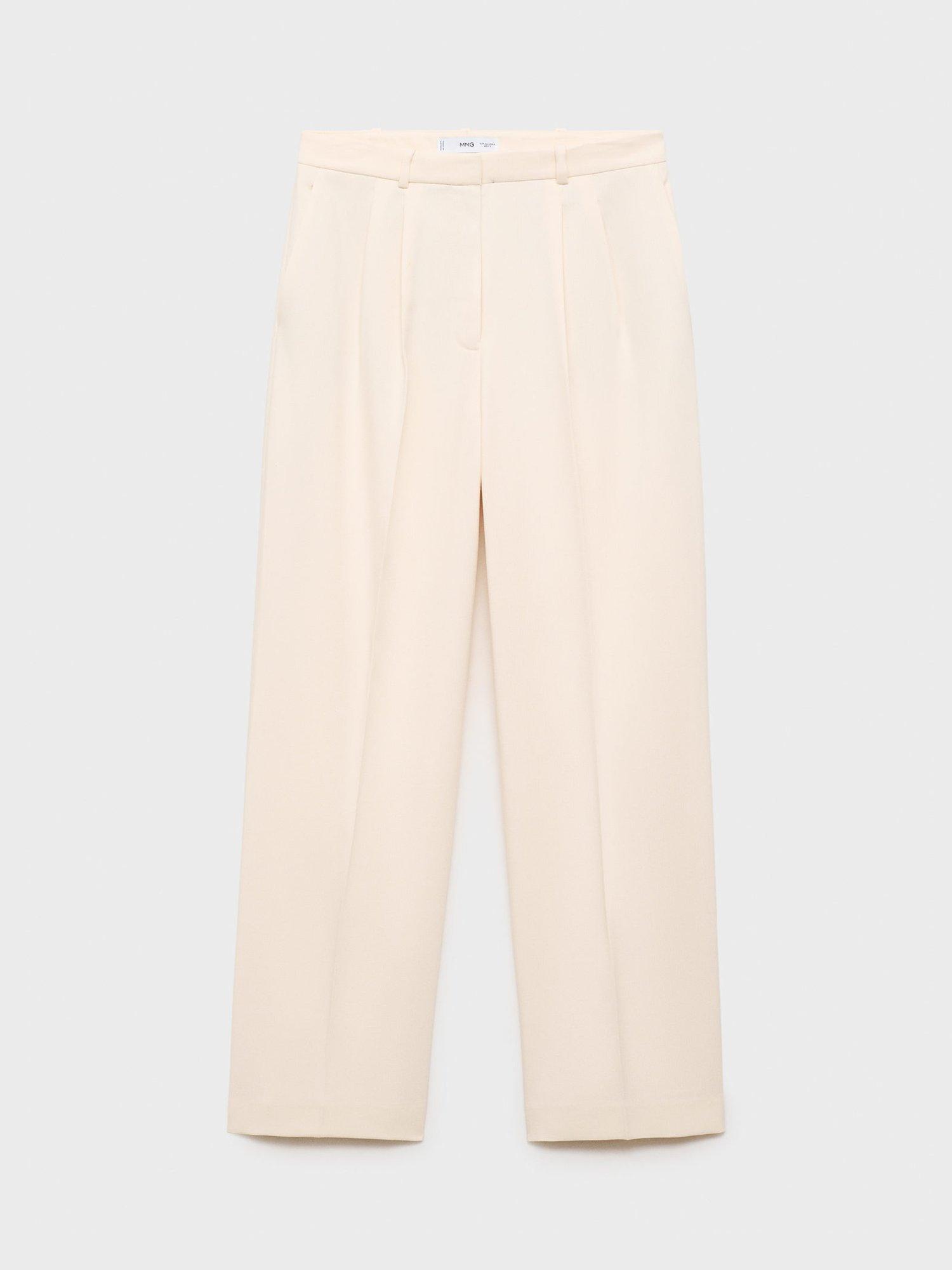 Product image 3 of 6, which shows Mango Cristi Tailored Trousers, Natural White, 14