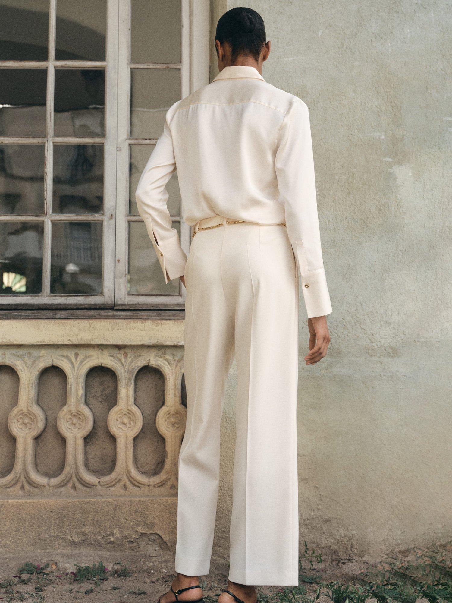 Product image 4 of 6, which shows Mango Cristi Tailored Trousers, Natural White, 14