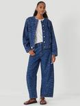 HUSH Velma Leopard Print Denim Jacket, Blue/Multi
