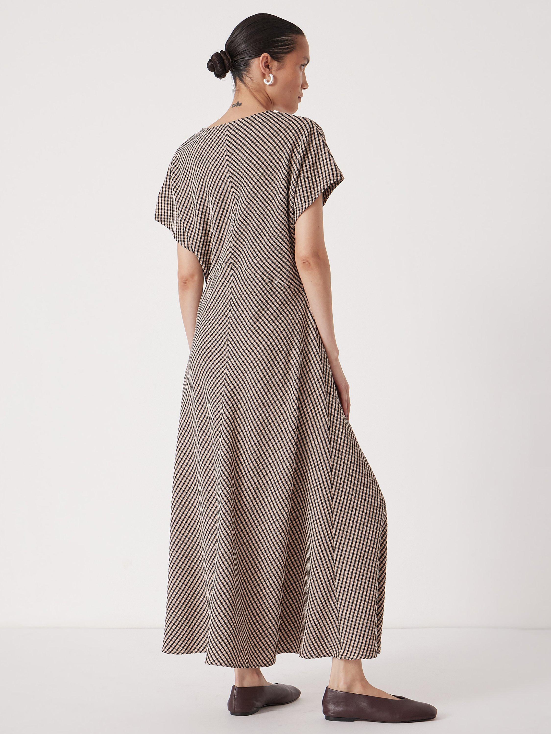 Product image 4 of 5, which shows HUSH Grace Check V-Neck Maxi Dress, Brown/Multi, L