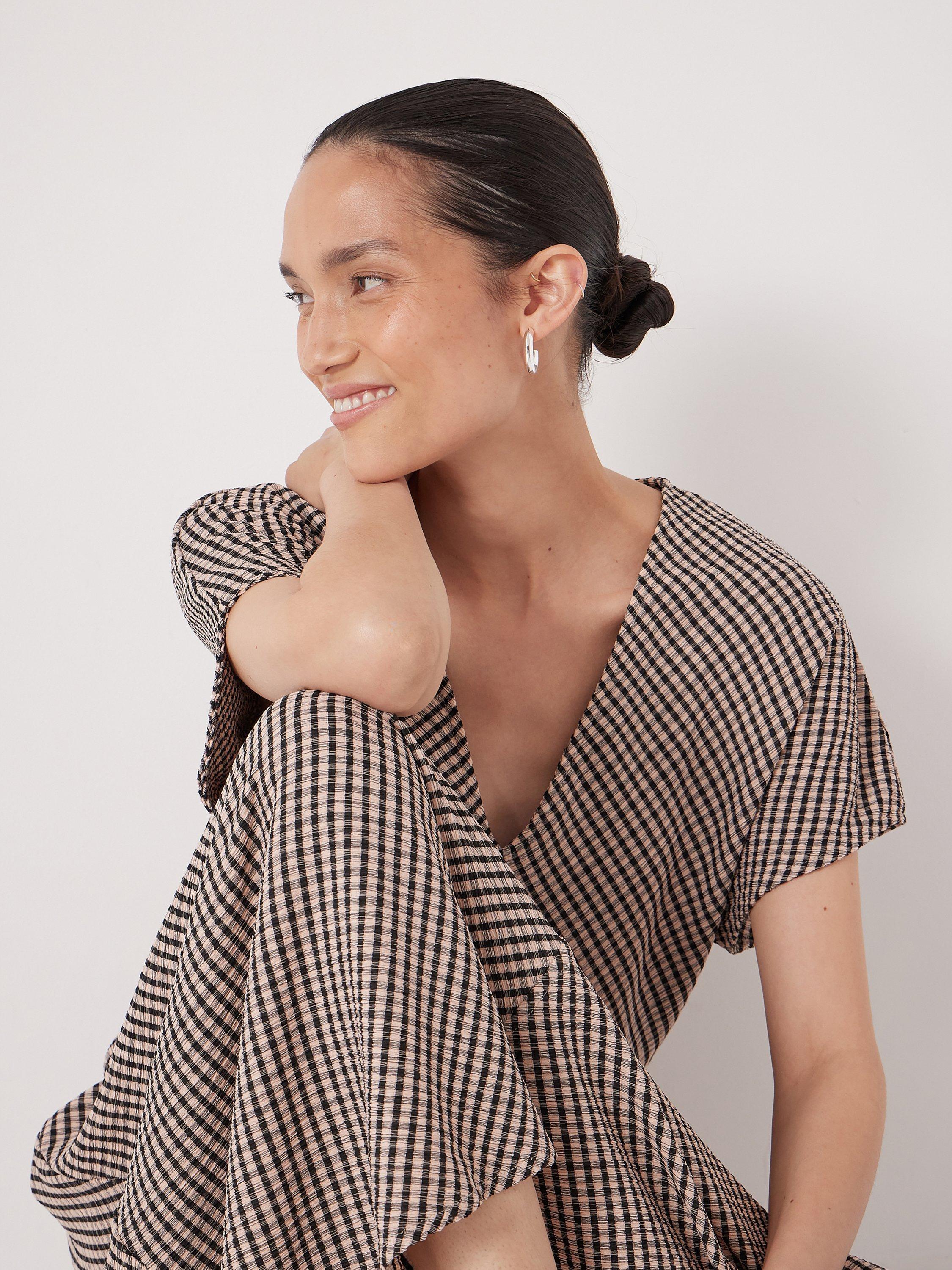 Product image 5 of 5, which shows HUSH Grace Check V-Neck Maxi Dress, Brown/Multi, L