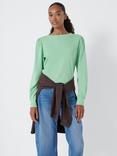 HUSH Emily Puff Sleeve Cotton Jersey Top, Green Apple