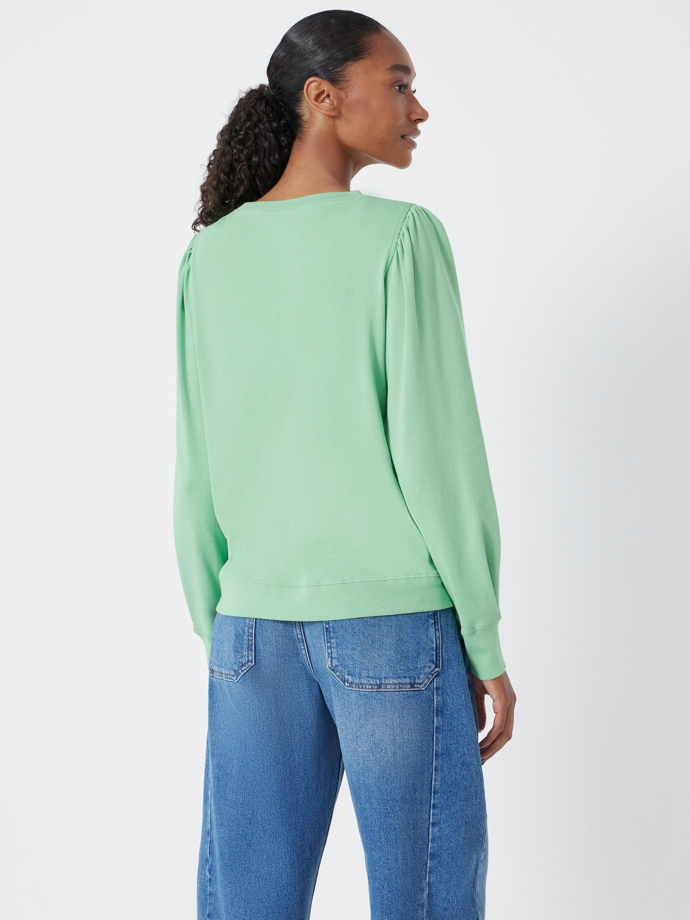 Product image 4 of 5, which shows HUSH Emily Puff Sleeve Cotton Jersey Top, Green Apple, XXS