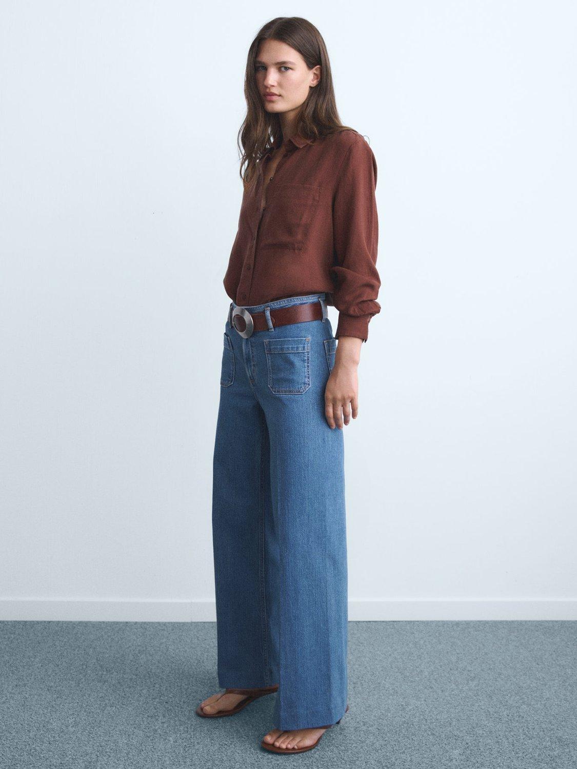 Product image 2 of 8, which shows Mango Jessie Patch Pocket Jeans, Mid Blue, 26