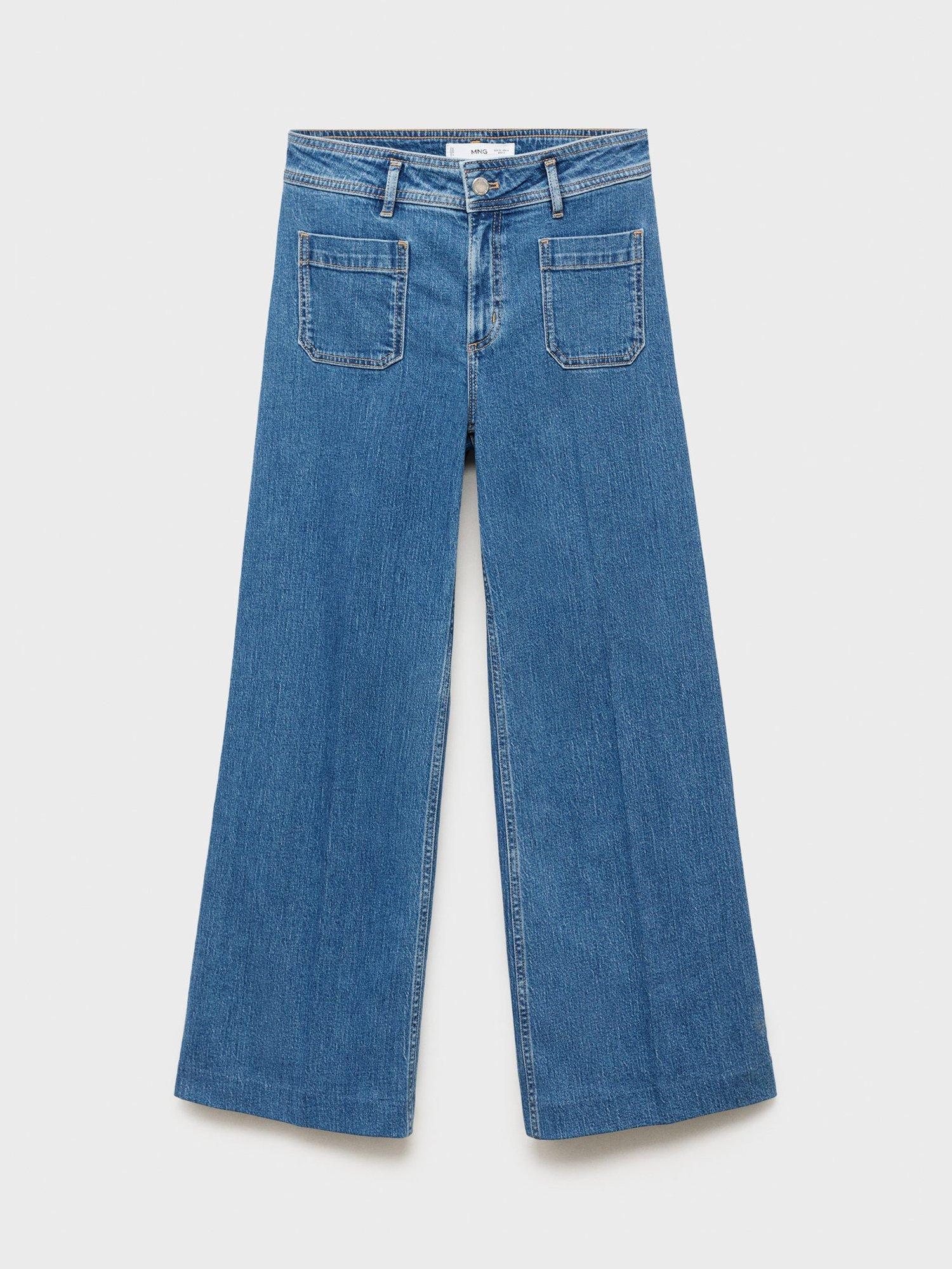 Product image 3 of 8, which shows Mango Jessie Patch Pocket Jeans, Mid Blue, 26