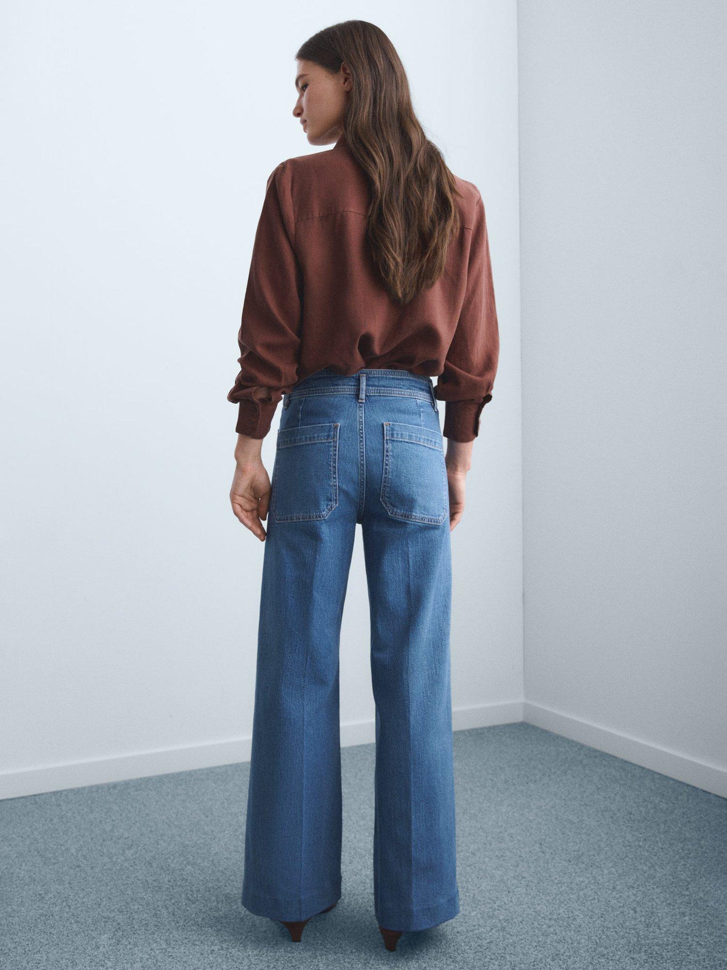 Product image 4 of 8, which shows Mango Jessie Patch Pocket Jeans, Mid Blue, 26