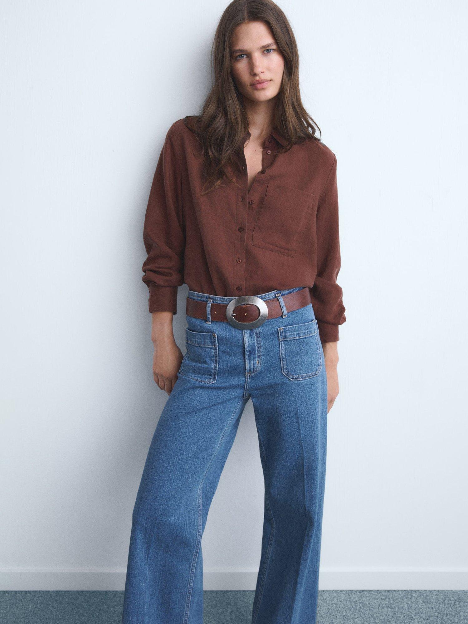 Product image 6 of 8, which shows Mango Jessie Patch Pocket Jeans, Mid Blue, 26