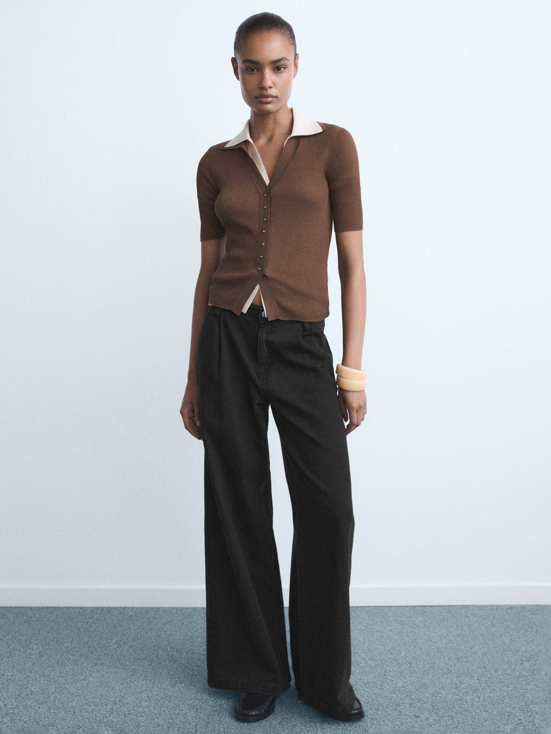 Product image 2 of 7, which shows Mango Ona Wide Leg Jeans, Open Grey, 8