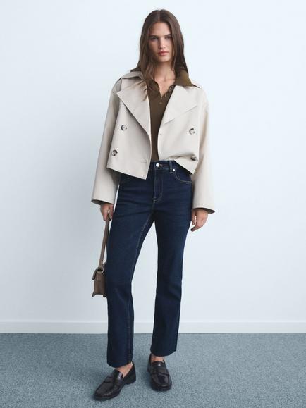 Mango Sienna Cropped Flared Jeans, Open Blue - view 2, Open Blue