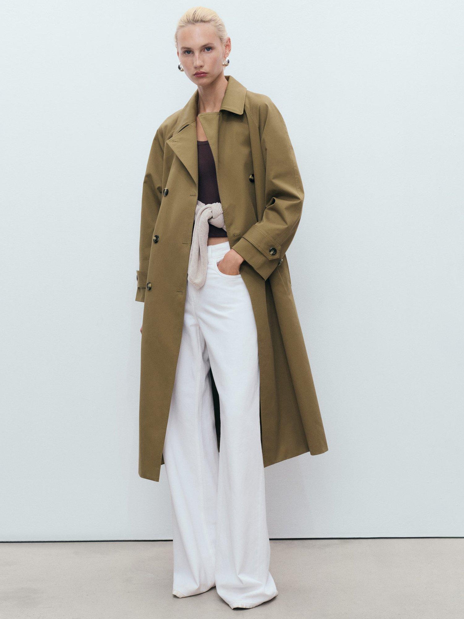 Product image 2 of 8, which shows Mango Angela Double Breasted Trench Coat, Khaki, XXS