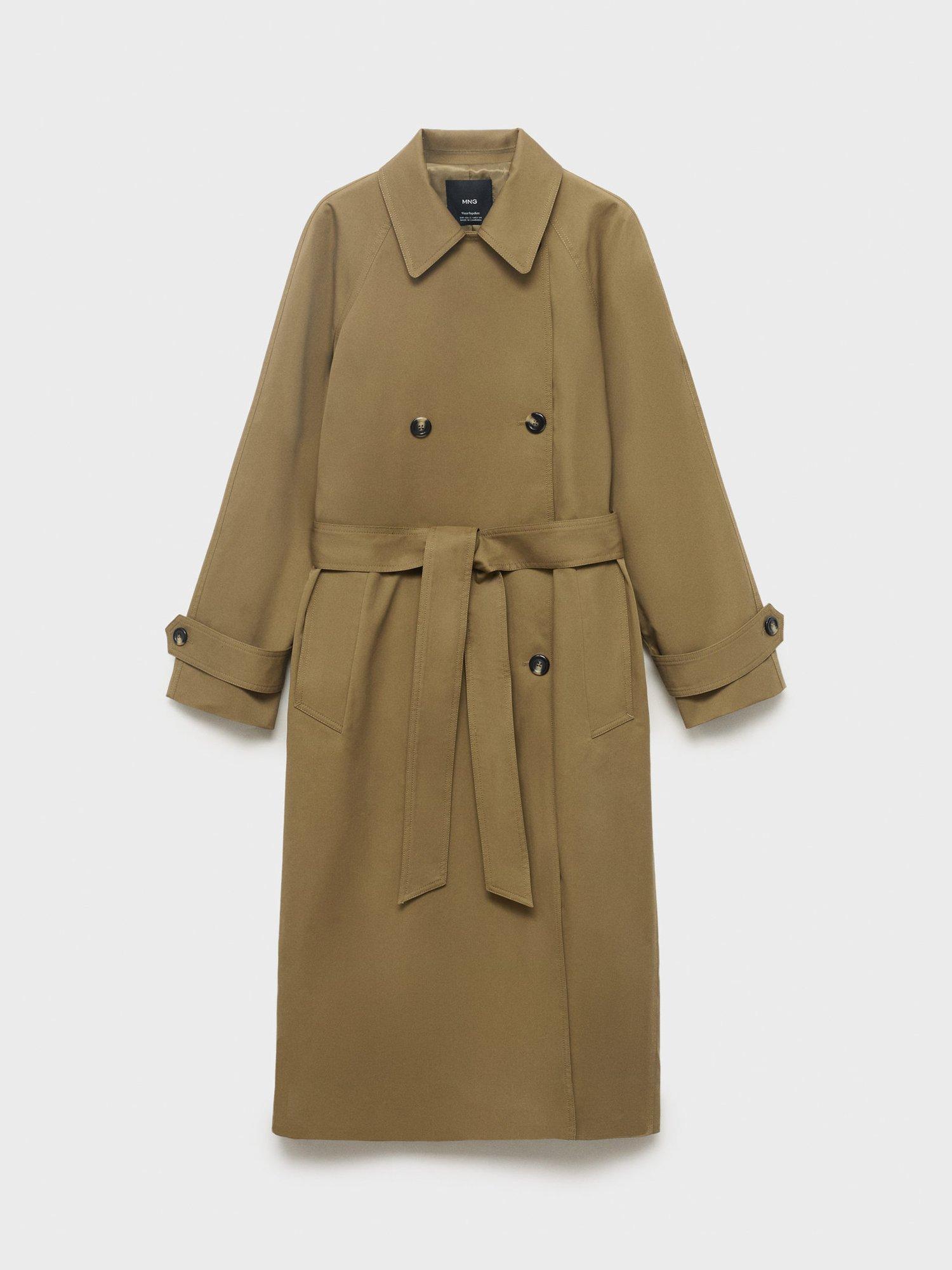 Product image 3 of 8, which shows Mango Angela Double Breasted Trench Coat, Khaki, XXS