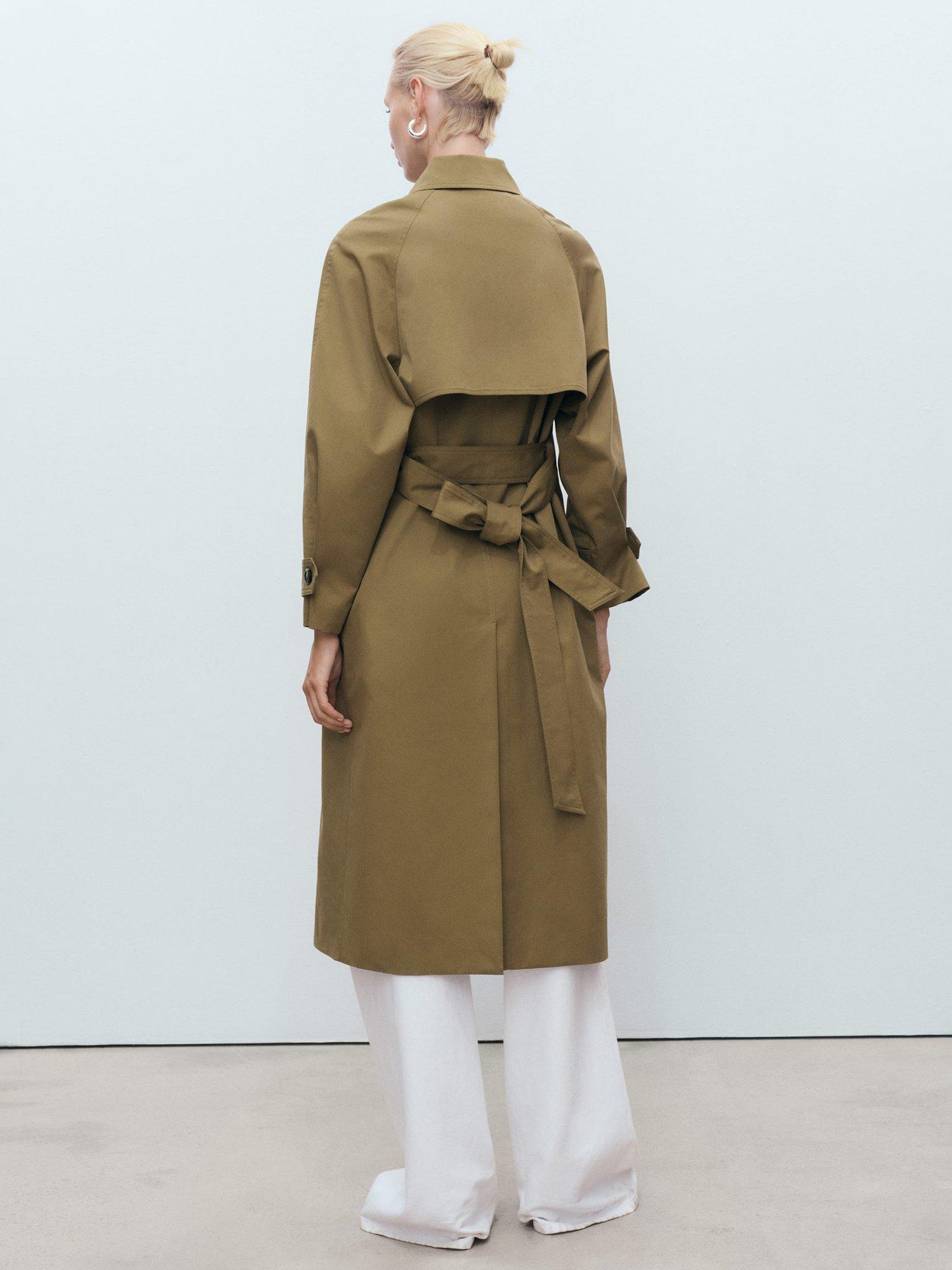 Product image 4 of 8, which shows Mango Angela Double Breasted Trench Coat, Khaki, XXS