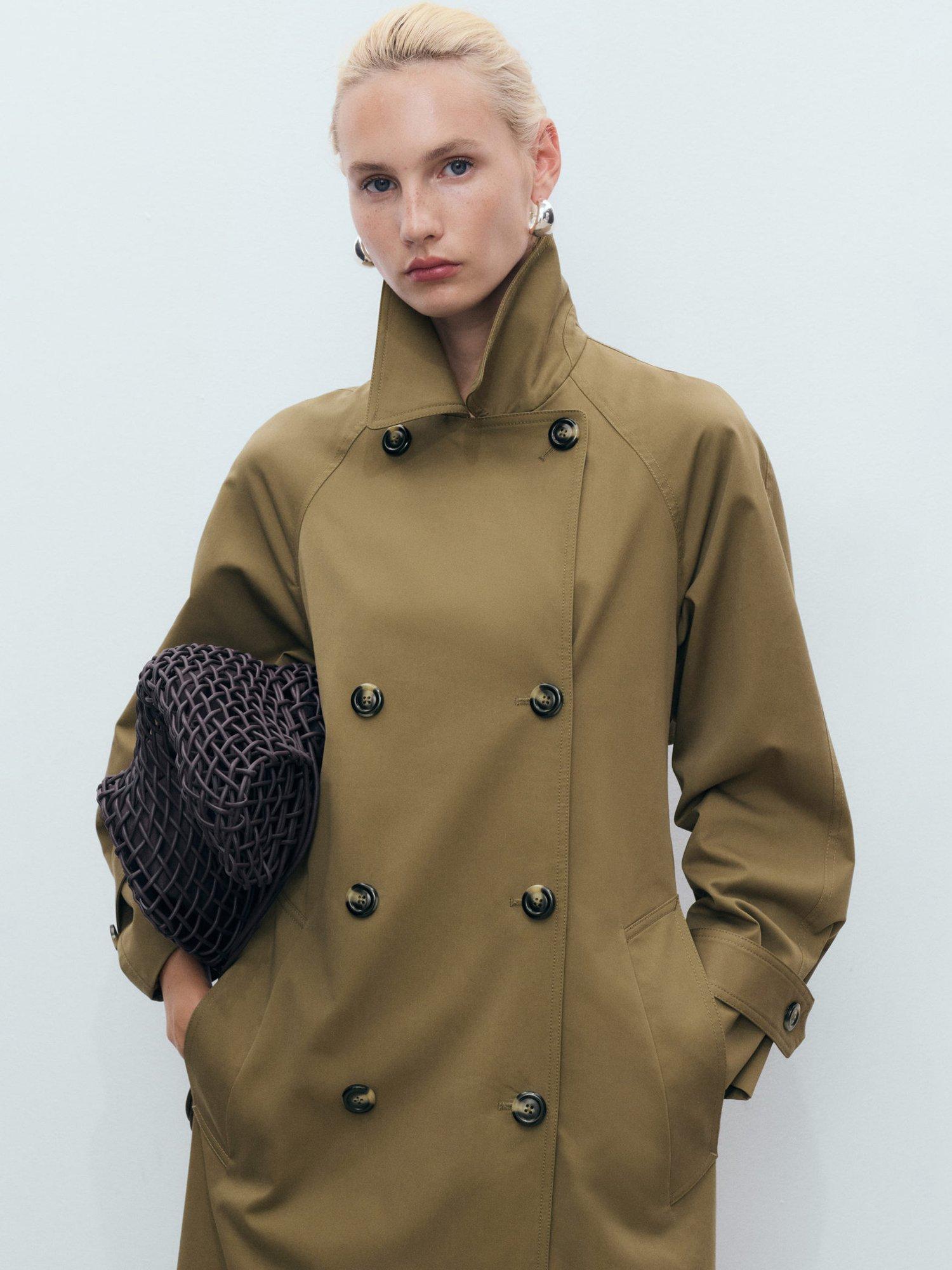 Product image 7 of 8, which shows Mango Angela Double Breasted Trench Coat, Khaki, XXS