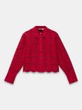 Mint Velvet Broderie Anglaise Cropped Shirt, Red