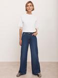 Mint Velvet Crew Neck Lace Trim T-Shirt, White Ivory