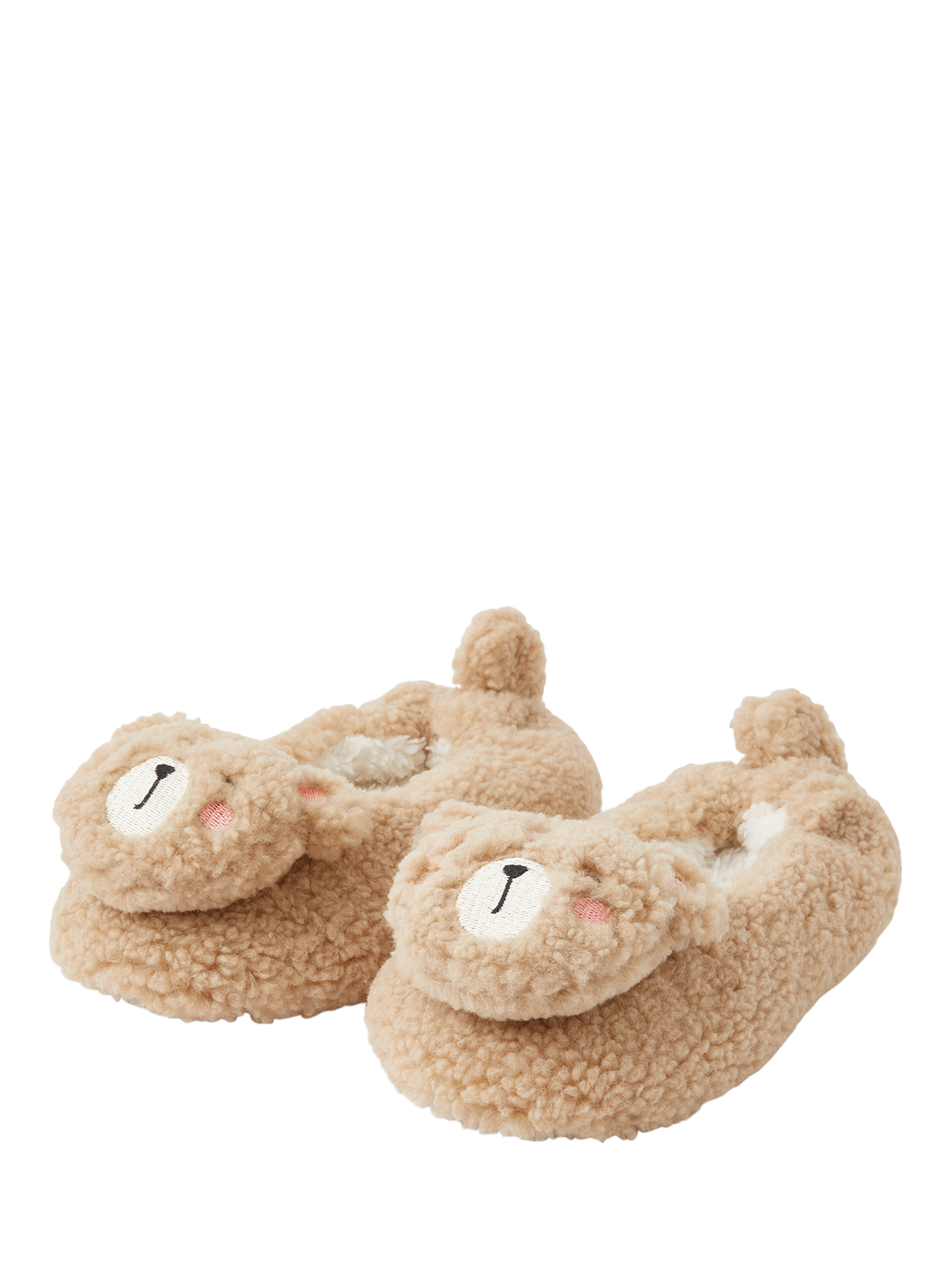 Product image 2 of 3, which shows Angels by Accessorize Kids' Borg Bear Slippers, Natural, 11-12