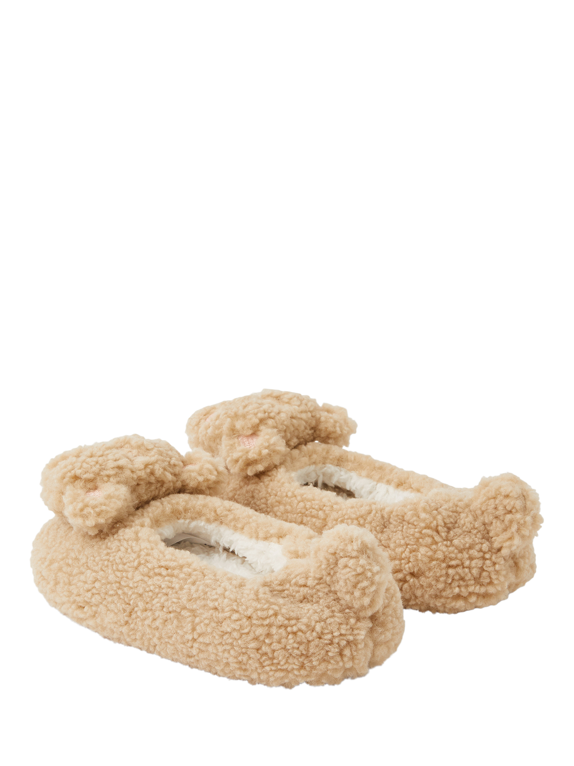 Product image 3 of 3, which shows Angels by Accessorize Kids' Borg Bear Slippers, Natural, 11-12