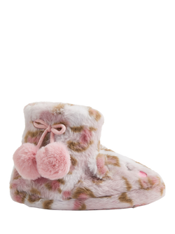 Angels by Accessorize Kids' Faux Fur Cat Slipper Boots, Leopard, Leopard