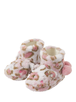 Angels by Accessorize Kids' Faux Fur Cat Slipper Boots, Leopard - view 2, Leopard