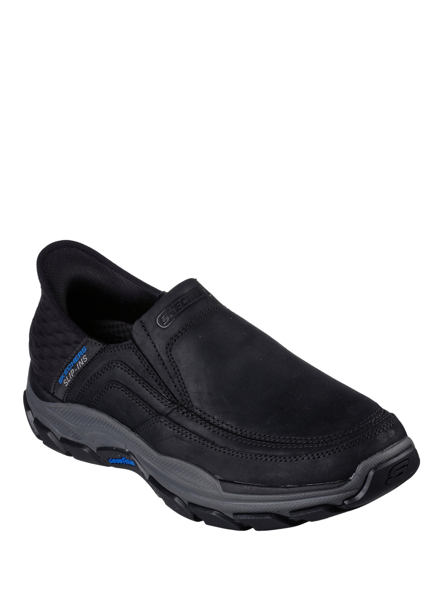 Product image 2 of 4, which shows Skechers Respected Elgin Leather Slip On Trainers, Black, 6