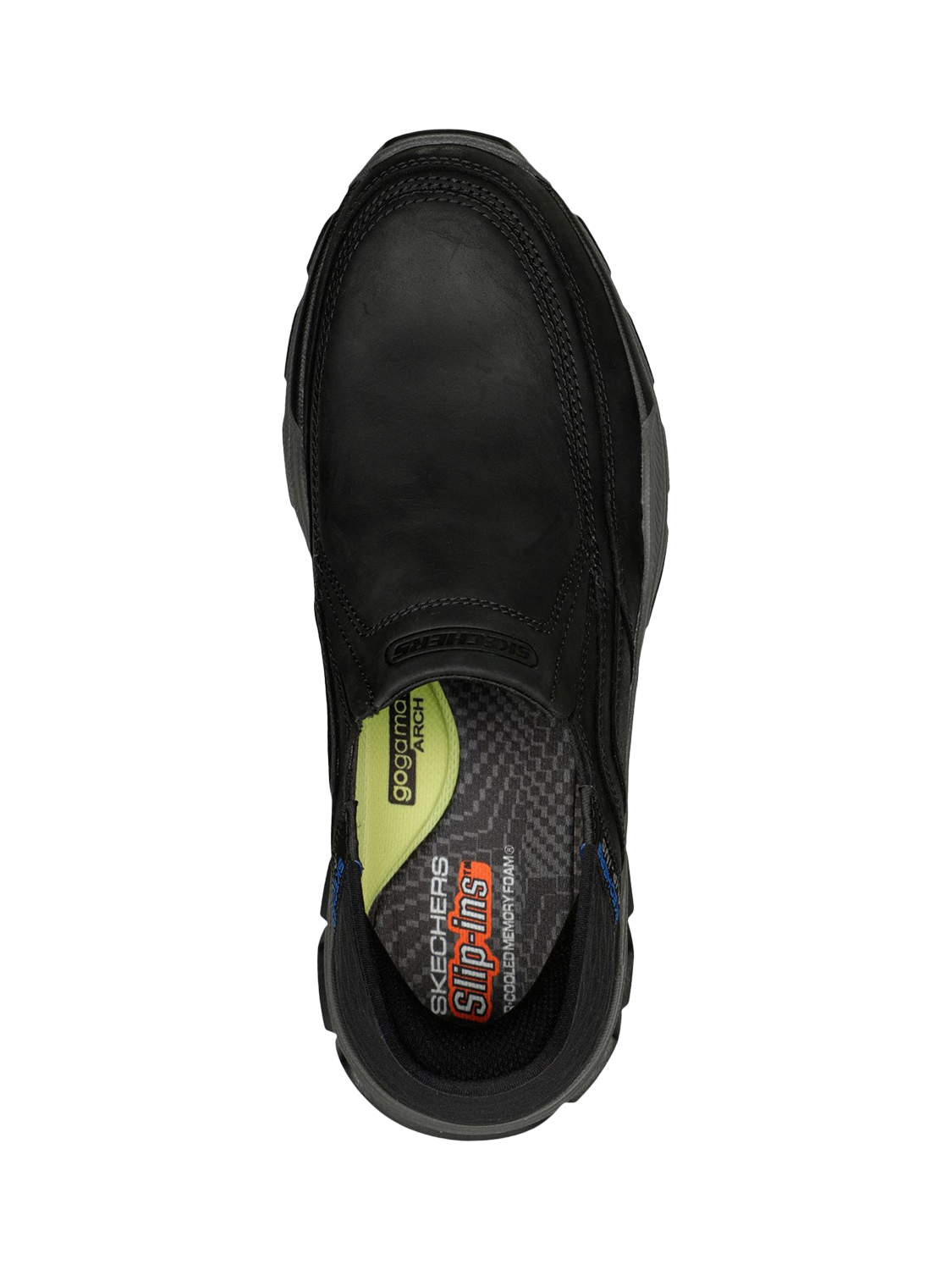Product image 4 of 4, which shows Skechers Respected Elgin Leather Slip On Trainers, Black, 6