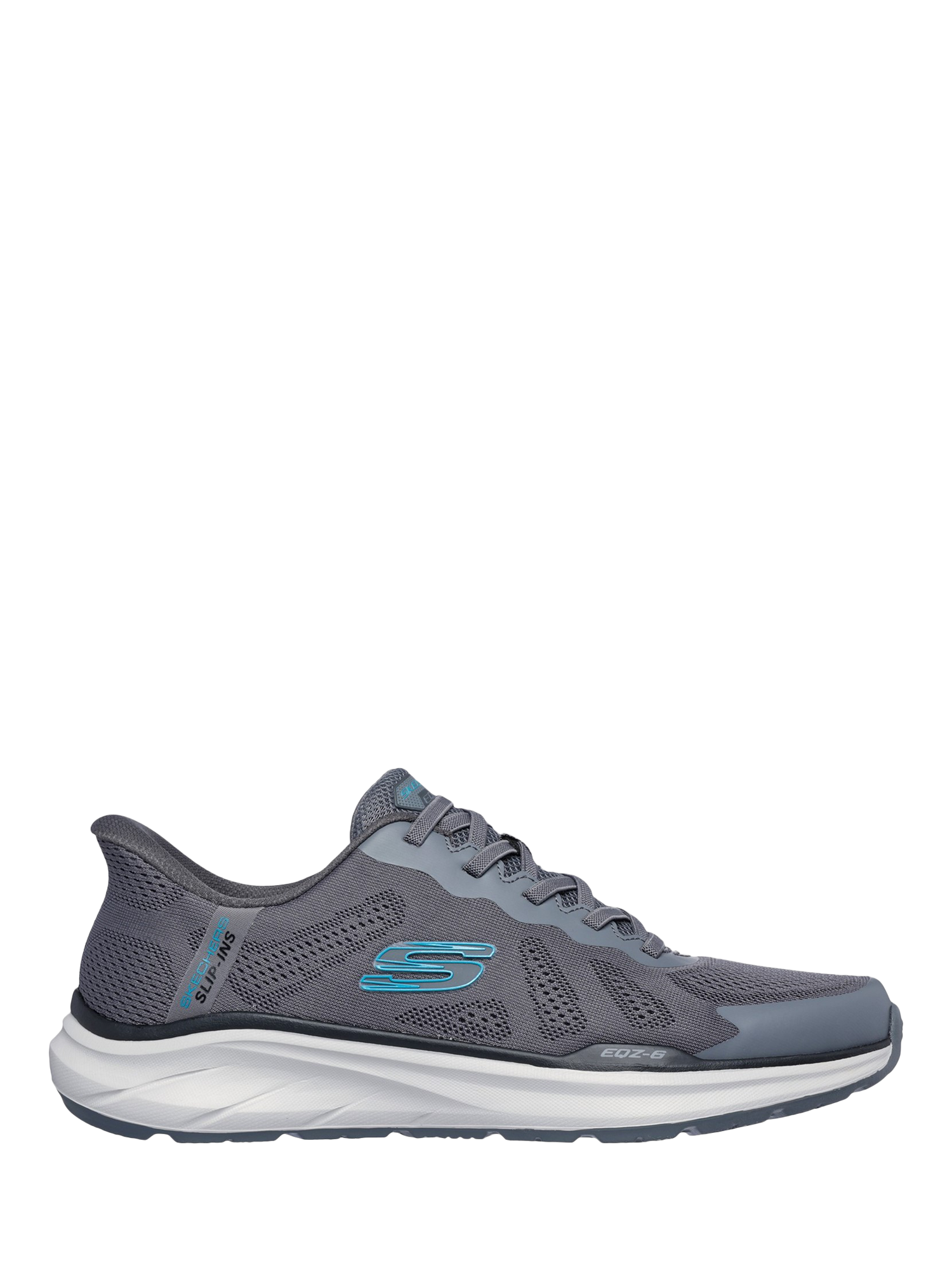 Product image 1 of 2, which shows Skechers Slip Ins Relaxed Fit Equalizer 6.0 Trainers, Charcoal/Blue, 6