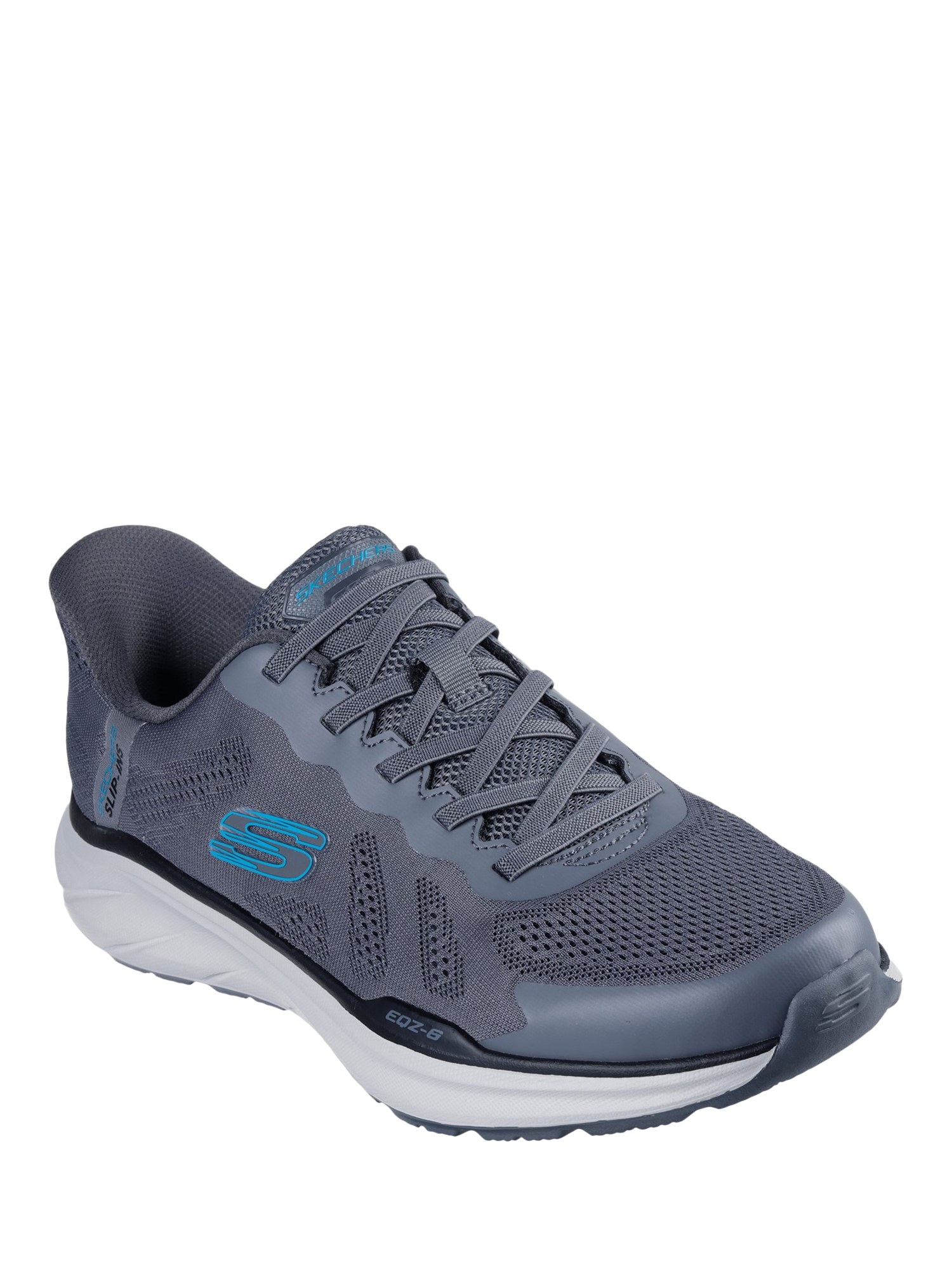 Product image 2 of 2, which shows Skechers Slip Ins Relaxed Fit Equalizer 6.0 Trainers, Charcoal/Blue, 6