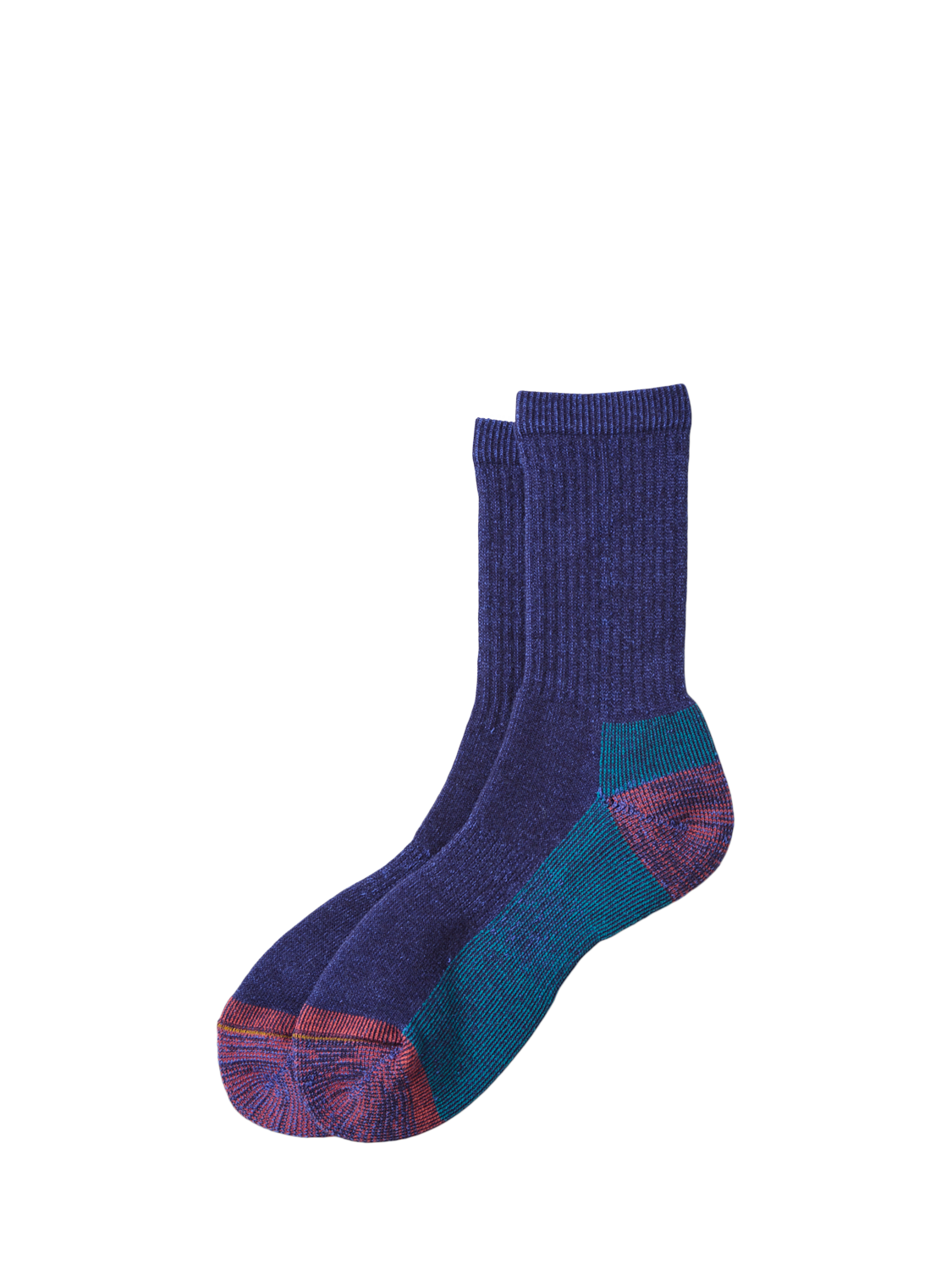 Product image 1 of 4, which shows ROTOTO Colour Block Wool Cotton Blend Ankle Socks, Dark Blue, M