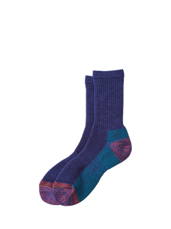 ROTOTO Colour Block Wool Cotton Blend Ankle Socks, Dark Blue, Dark Blue