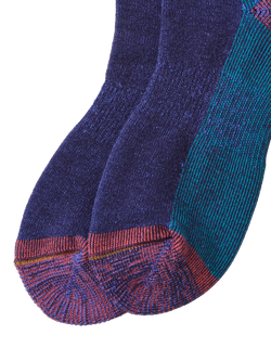 ROTOTO Colour Block Wool Cotton Blend Ankle Socks, Dark Blue - view 2, Dark Blue