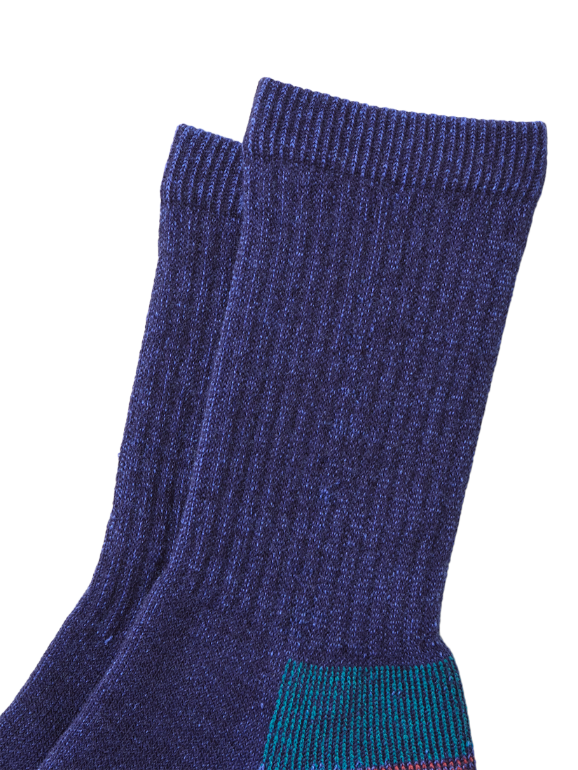 Product image 3 of 4, which shows ROTOTO Colour Block Wool Cotton Blend Ankle Socks, Dark Blue, M