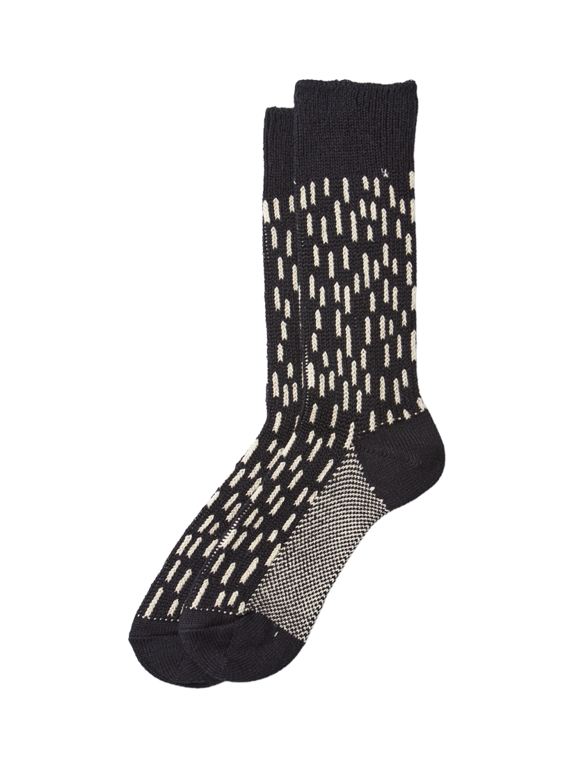 ROTOTO Cotton Blend Ankle Socks, Black/Ivory