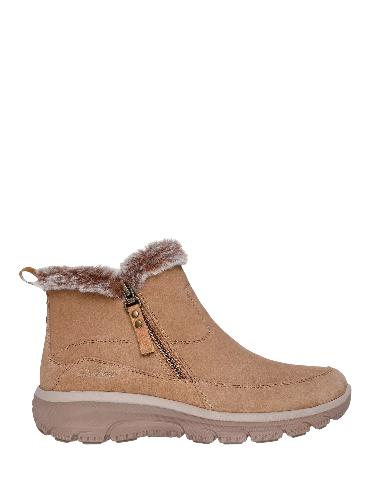 Skechers Relaxed Fit Easy Going Cool Zip Ankle Boots, Tan