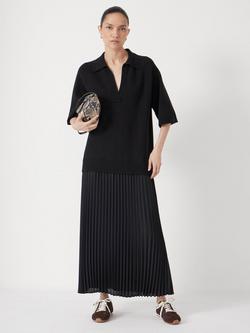 HUSH Gabriela Polo Knit Dress, Burgundy Brown, Black