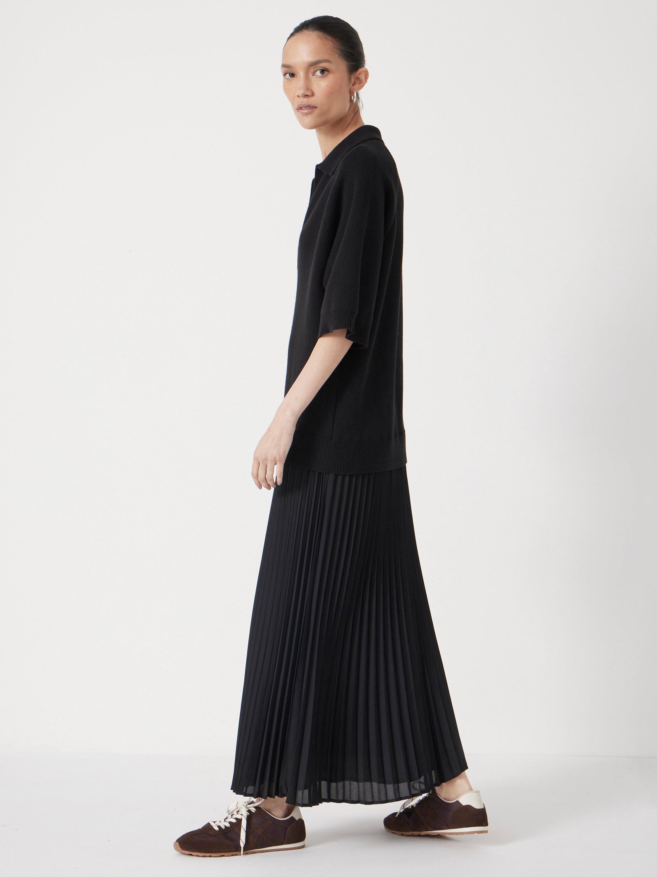 Product image 2 of 6, which shows HUSH Gabriela Polo Knit Dress, Black, L-XL