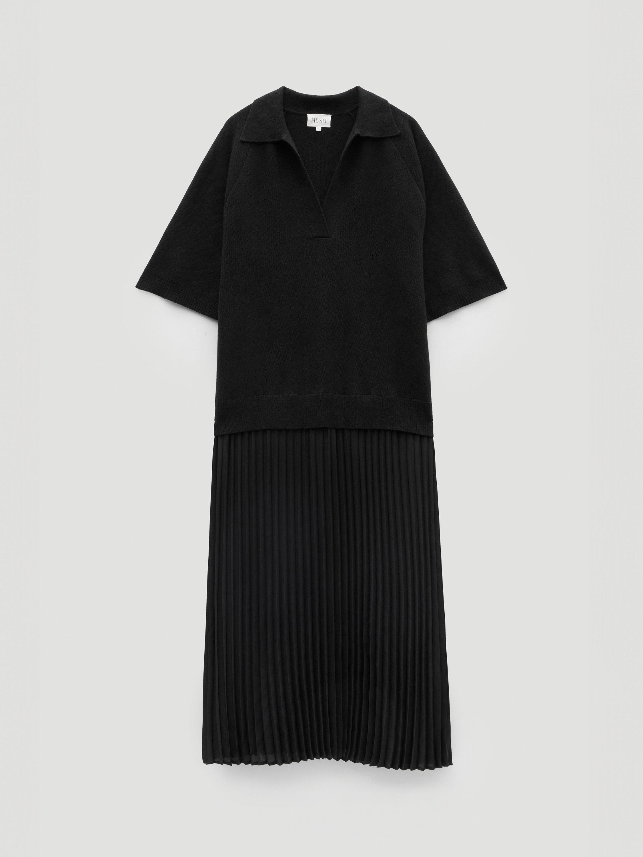 Product image 4 of 6, which shows HUSH Gabriela Polo Knit Dress, Black, L-XL