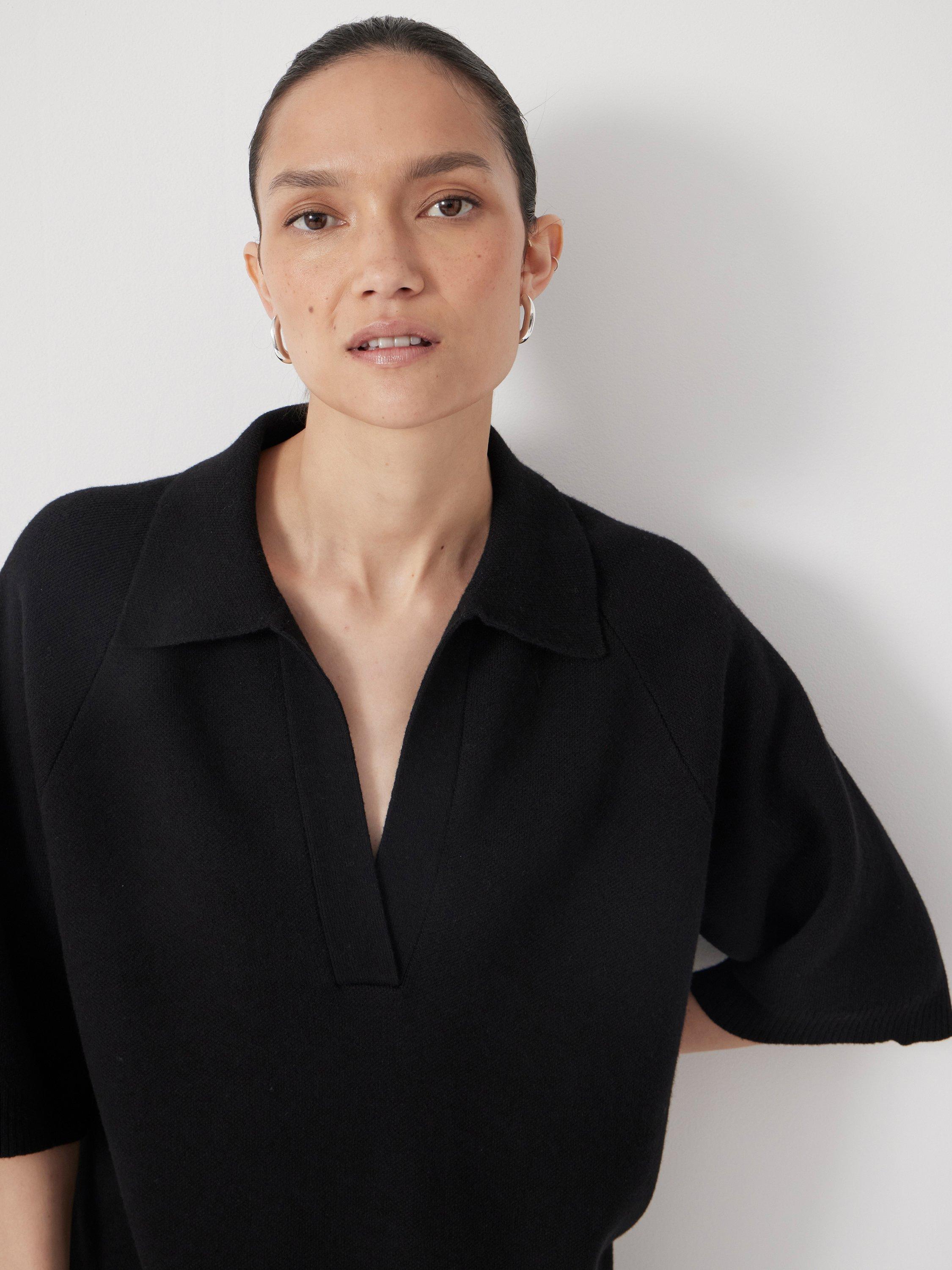 Product image 6 of 6, which shows HUSH Gabriela Polo Knit Dress, Black, L-XL