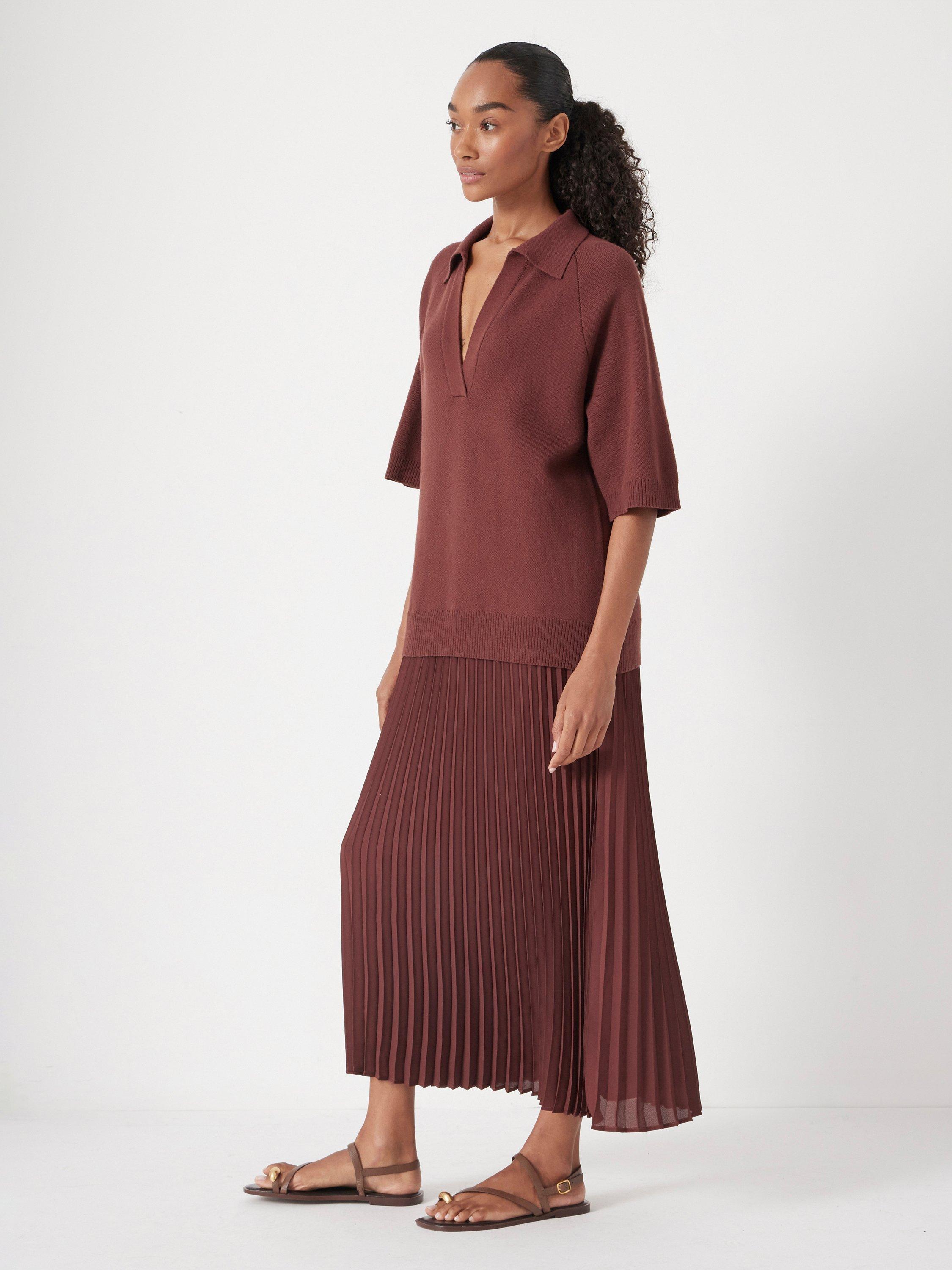 HUSH Gabriela Polo Knit Dress, Burgundy Brown, S-M