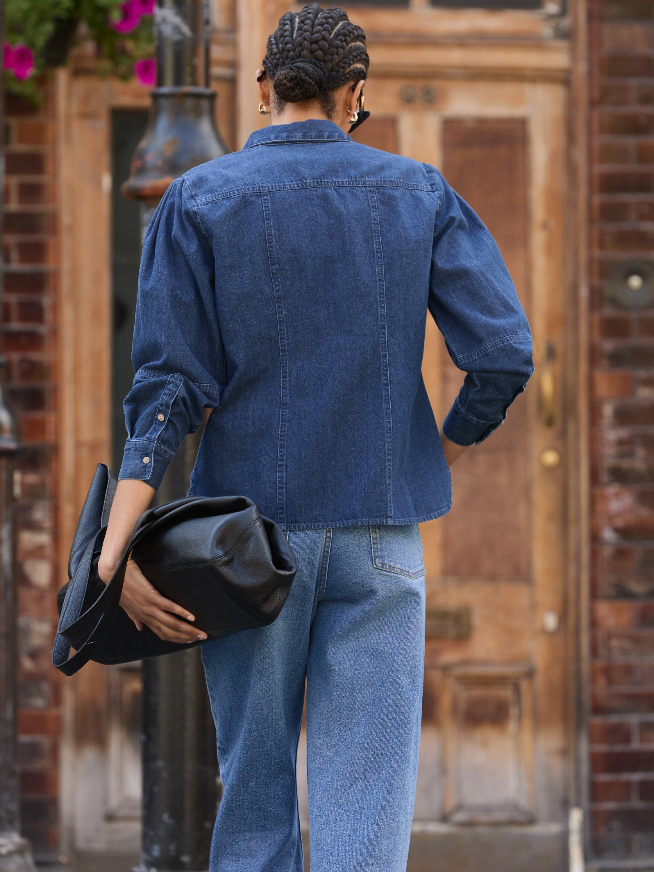 Product image 3 of 4, which shows Baukjen Damaris Denim Shirt, Mid Indigo, 10
