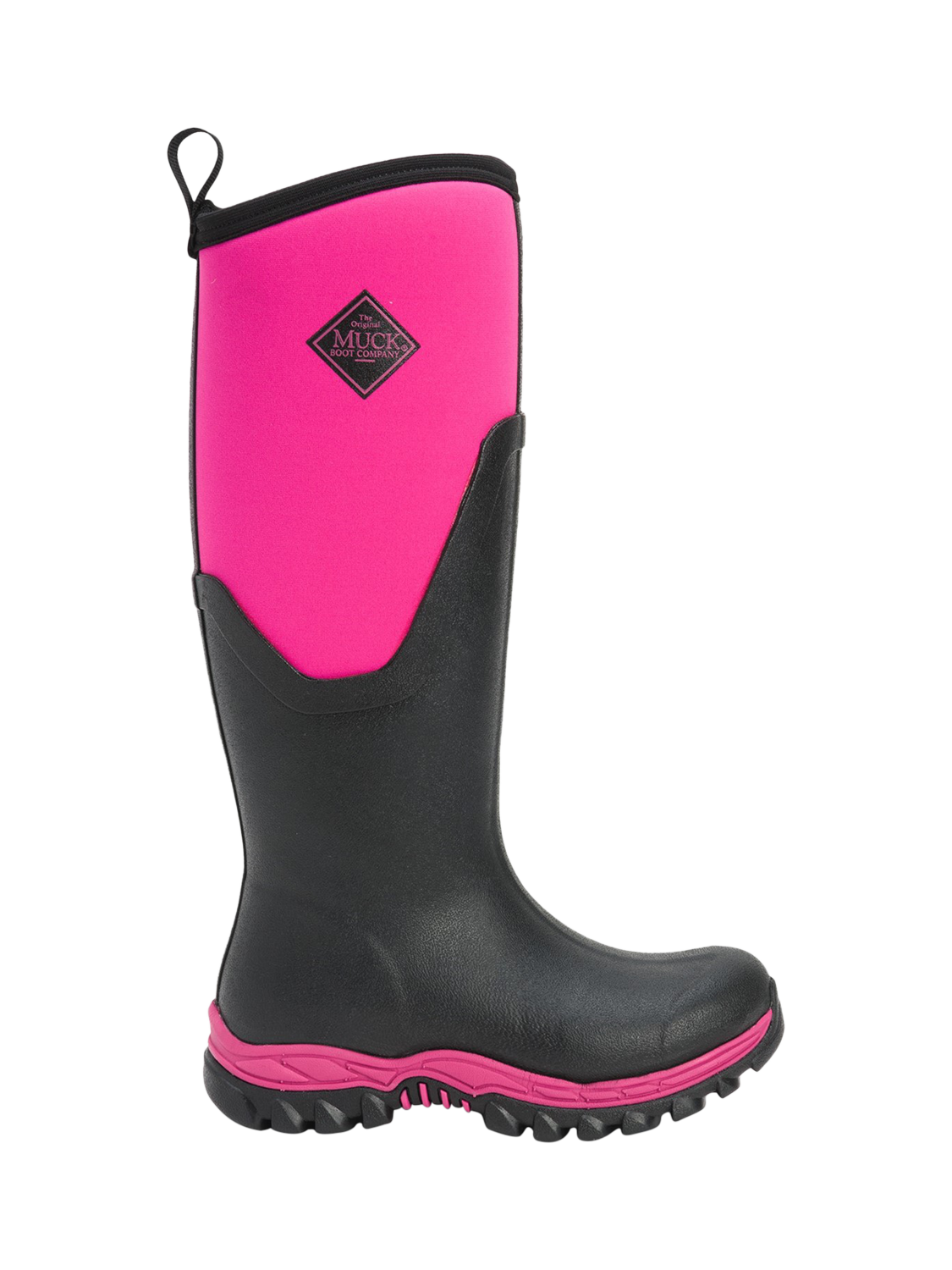 Product image 1 of 5, which shows Muck Arctic Sport II Tall Wellington Boots, Black/Pink, 3